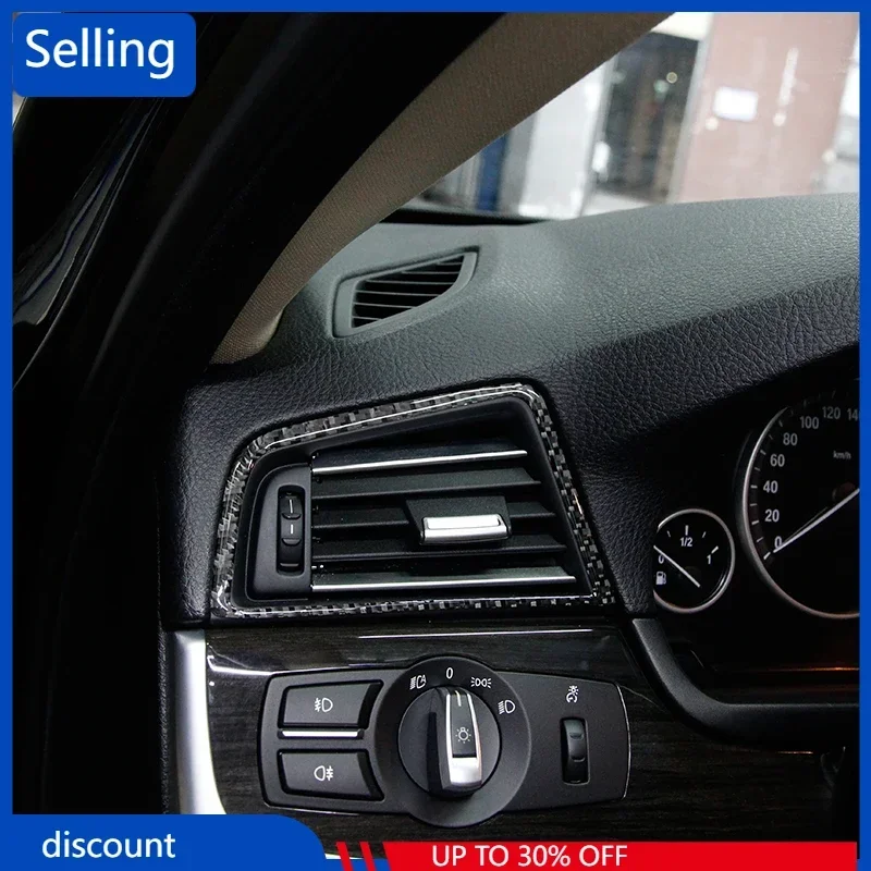 

2 Pcs Soft Carbon Fiber For BMW 5 Series F10 F18 520 2011 2012 -2016 2017 LHD Car Side Air Conditioning Vent Frame Trim Stickers