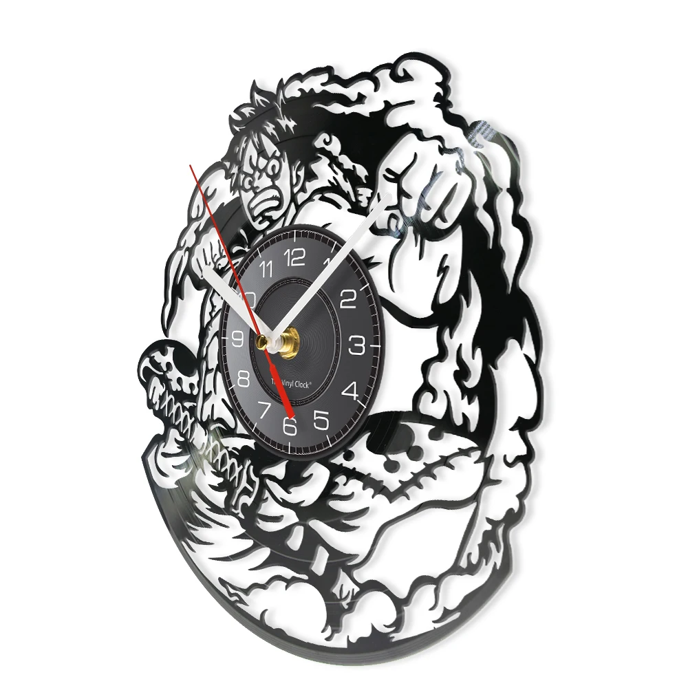Japan Manga Comic Vinyl Record Wall Clock for Gamer Kids Room Pirate Anime Home Decor Watch Retro Carved Vinyl Cartoon Clock