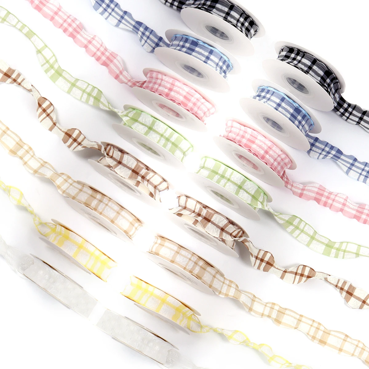 10Yards Plaid Bubble Pleated Ribbon For DIY Handmade Bows Clothing Accessories Bouquet Packaging Gift Accessories