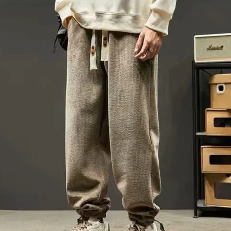 

Retro High Street Overalls Men's Corduroy Casual Pants 2024 Spring New Fashion Trend Pants Japanese Streetwear pantalones hombre