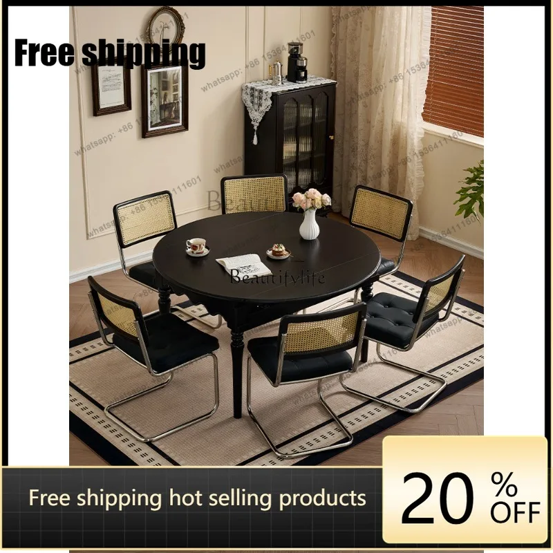 JJ 2025 new American retro style dining table living room home dining table chair combination