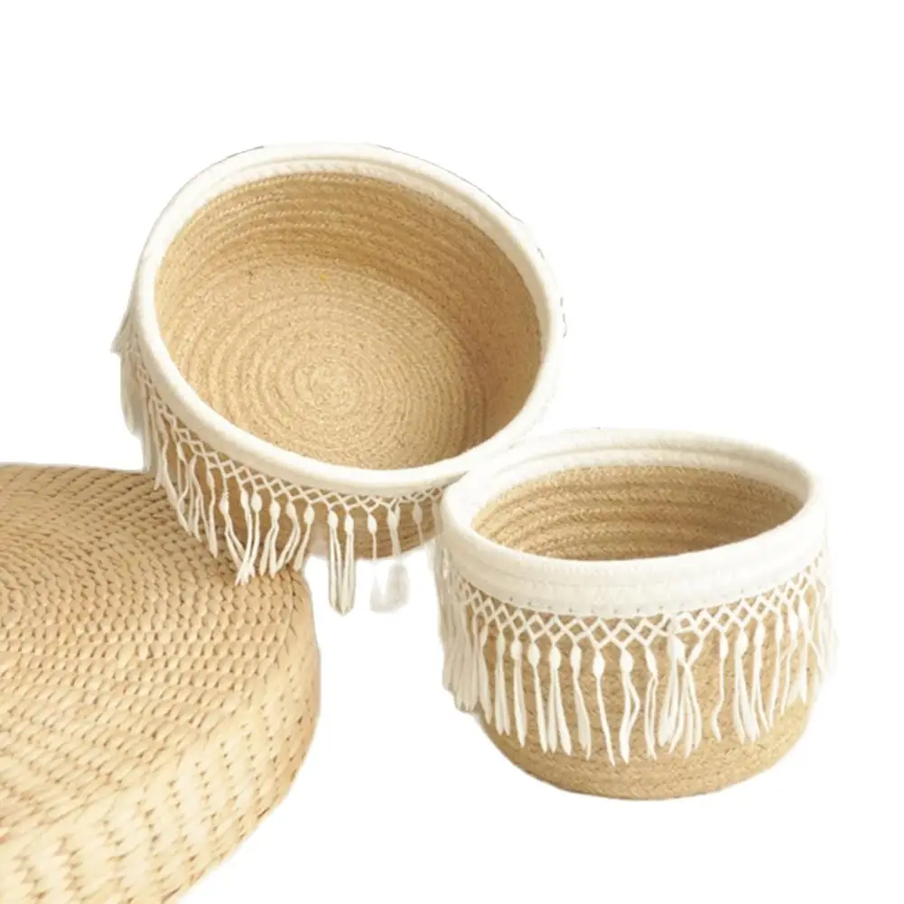 

Hand Woven Storage Basket Kids Toys Desktop Organizer Sundries Storage Box Laundry Baskets Towels Small Debris Basket