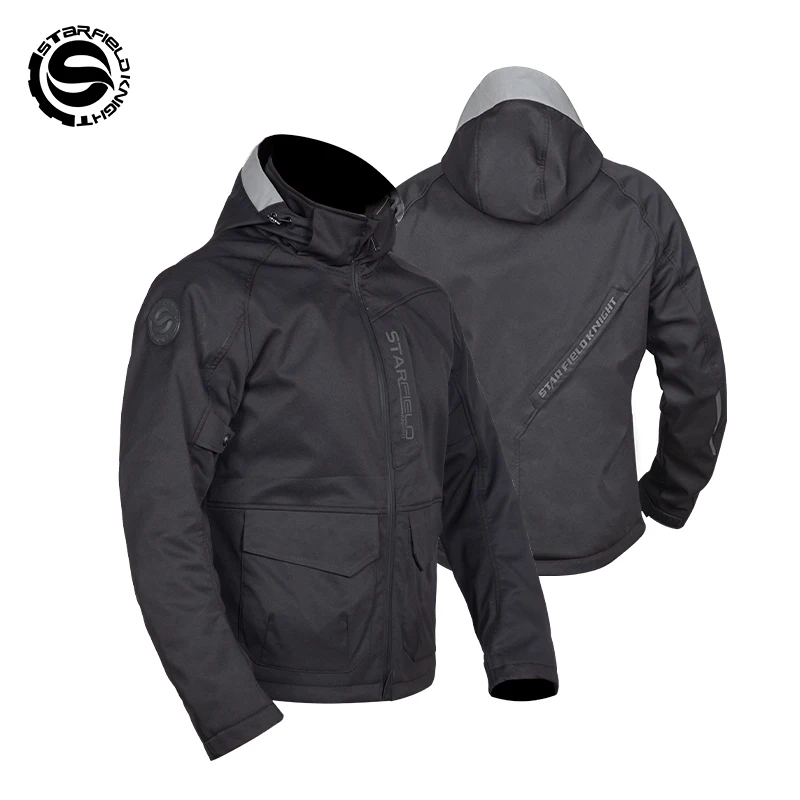 

Star Field Knight Black Motorcycle Jacket Summer New Riding Clothes Water-resistant Fabric With CE Protective Gears Accessories