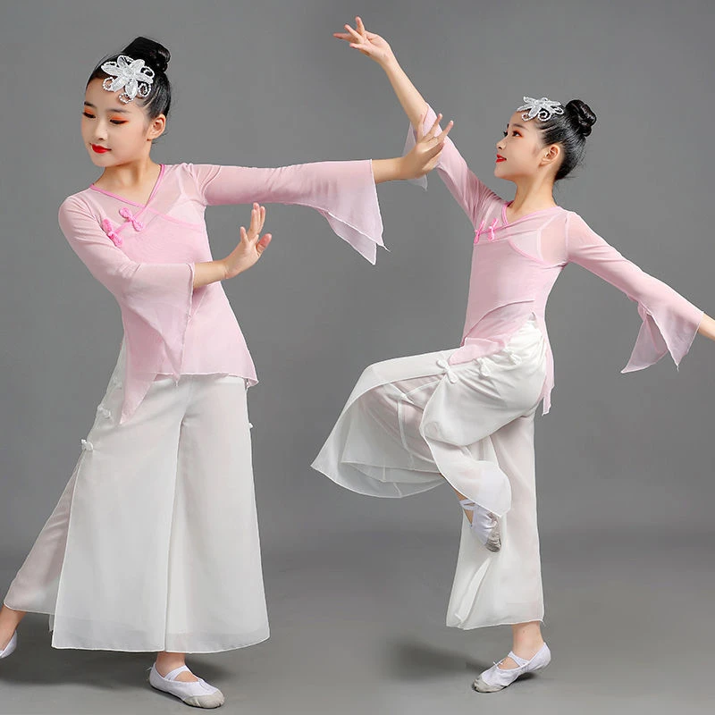 

Шифоновая одежда ханьфу спортивный костюм для йоги для сцены в китайском стиле классический танцевальный костюм для девушек элегантная национальная танцевальная одежда