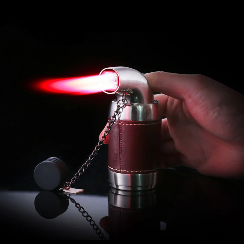 

Four Red Flame Torch Spray Gun Lighter Cigar BBQ Turbo Lighter Jet Butane Gas Powerful Windproof 4 Nozzles Pipe Kitchen Lighter