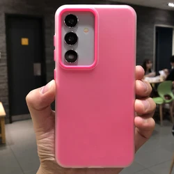 Candy Color 2 in 1 Skin Feel Case For Samsung S24U Plus Galaxy S23 S22 A54 A55 A53 Velvet Hard Silicone TPU Anti-fall Back Cover