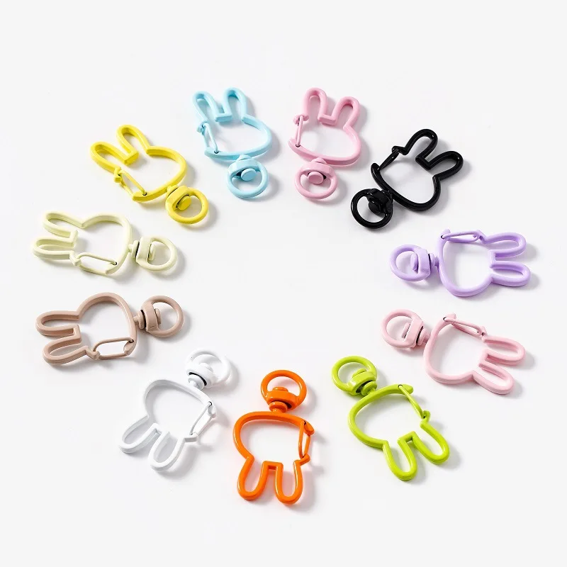 

Kawaii Miffy Cute Rabbit Head Keychain Alloy Keyring Pendant DIY Luggage Accessories Gift Toy for Girl
