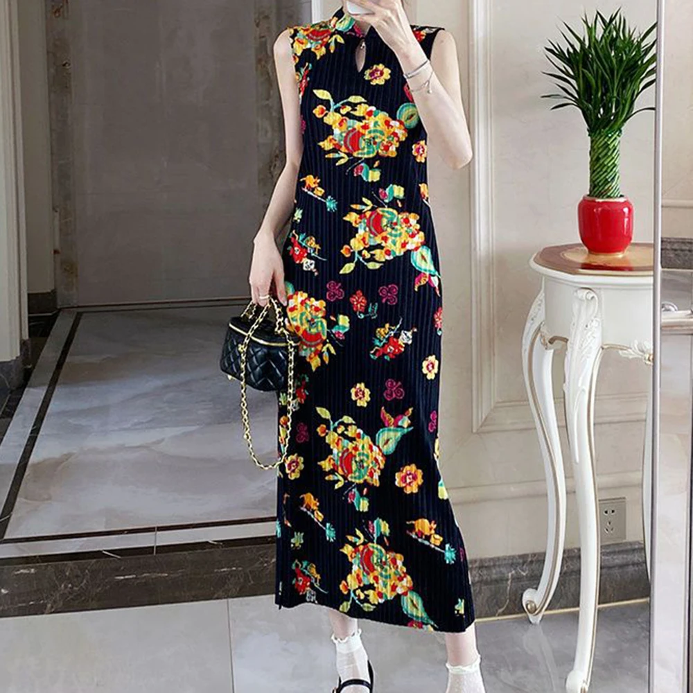 

Spring and summer 2025 new Chinese cheongsam pleated dress niche temperament elegant summer dress women