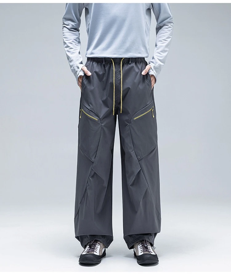 Unisex Wasserdichte Cargohose – Wandelbarer Straight/Jogger-Schnitt, 3D-Schnitt Reflektierende Reißverschlusstaschen, Urban & Leichte Outdoor-Bekleidung – Detail 4