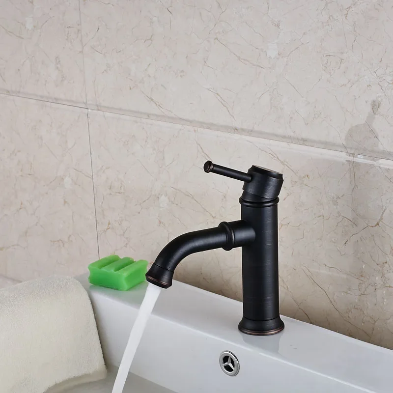 Vidric Deck Mounted Oil Rubbed Bronze Bathroom Sink Taps With Hot And Cold Water Single Lever Lavatory Sink Mixer Faucet