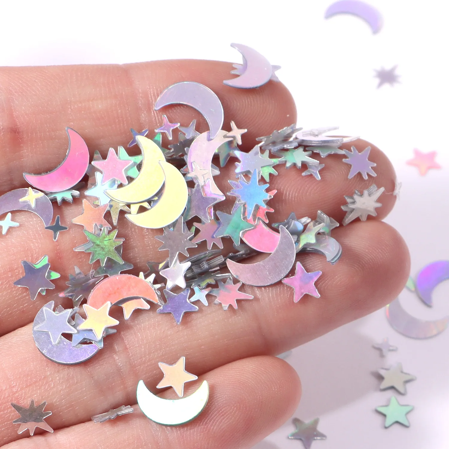 2-10mm Holiday Decoration Illusion Sequins Birthday Party Moon Star Sequins Handmade Art Creation DIY Clothing Sewing Supplies