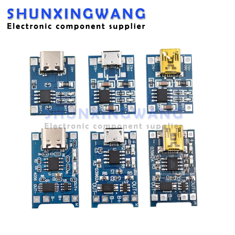 5pcs Micro USB 5V 1A 18650 TP4056 Lithium Battery Charger Module Charging Board With Protection Dual Functions 1A Li-ion