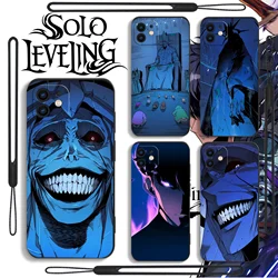 Solowe etui na telefon Shadow King dla iPhone 15 14 13 12 11 Pro Max Mini X XR XSMAX 8 7 6S Plus miękkie etui z paskiem na rękę