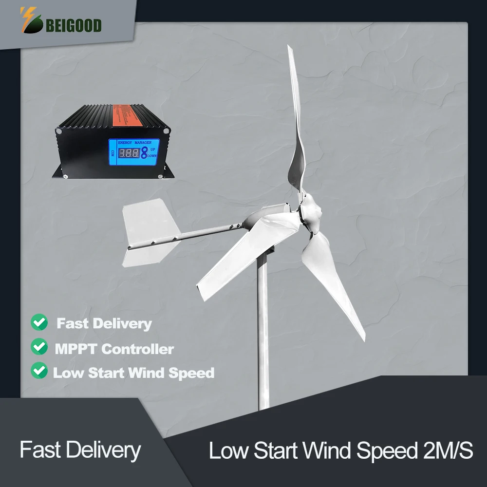 7000W 6000W Wind Turbine Generator 24V 48V 96V Windmill Energy System Low Noise High Efficiency With Mppt Hybrid Controller