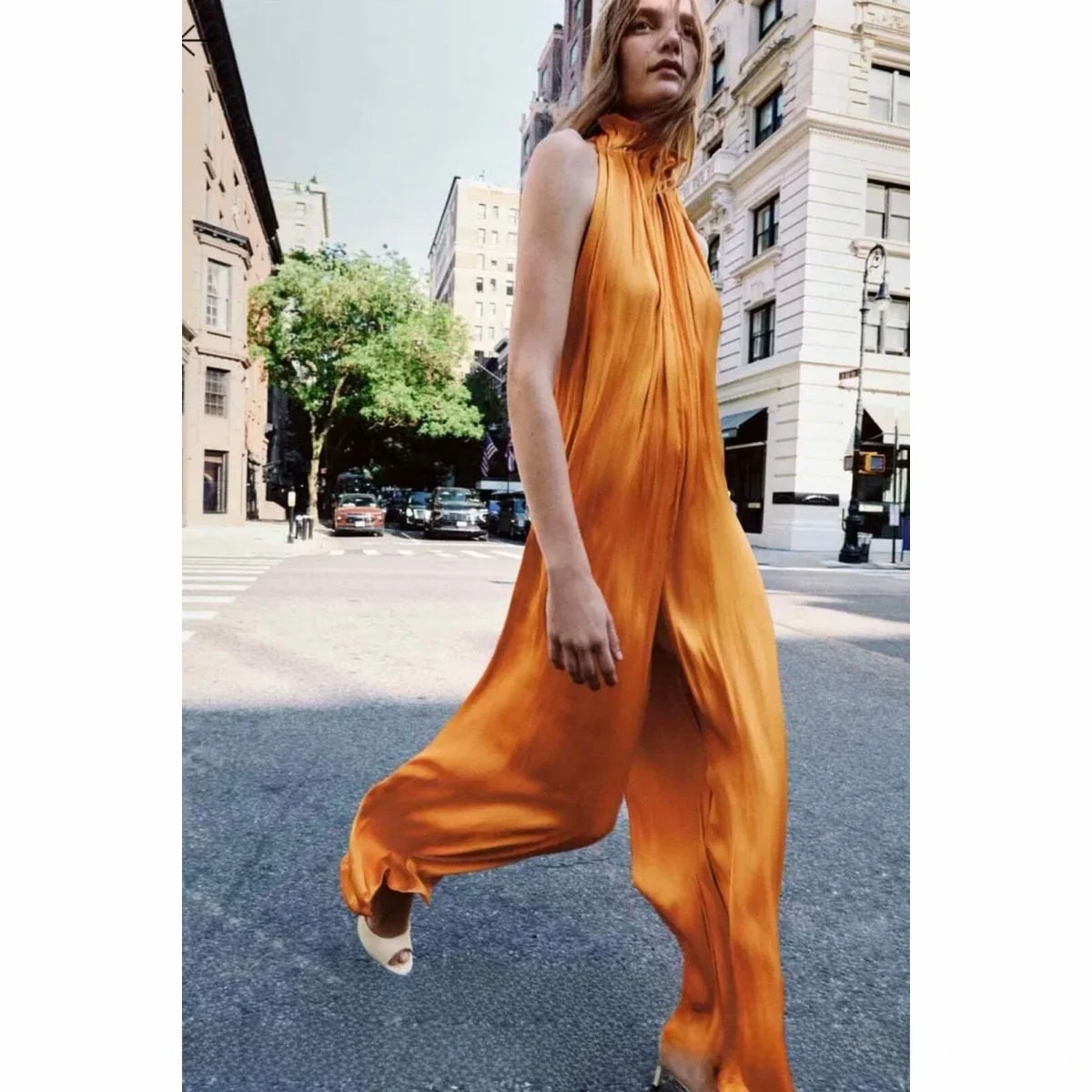 Summer 2026 Women's Long One-Piece Suit High Waist Wide Leg Silk Satin Texture round Neck Sleeveless Floral Lace  Knot