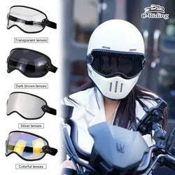 Retro Motorcycle Goggles Jet helmets Bubble Visor Outside Riding UV Protection Windshield Colorful Vintage For Open Face Helmet