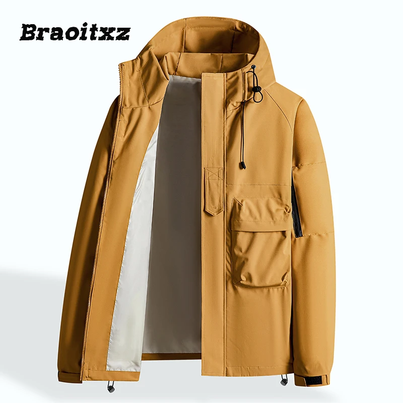 New Men Spring Autumn Fashion Casual Outdoor Sprots Camping Windproof Waterproof Jacket Coats Men High Quality Hooded Jacket Men