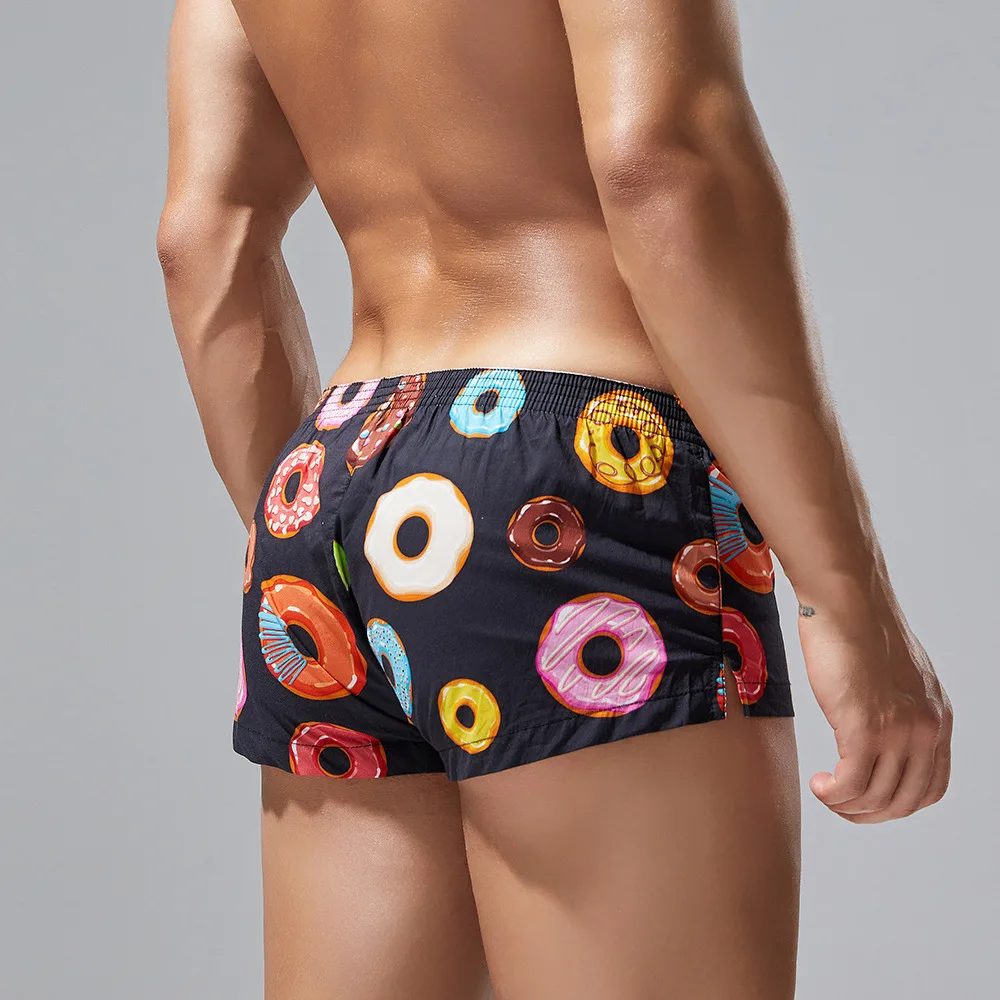Men's Printed Shorts Aro Pants Sexy Boxy Underwear Youth Low-rise U Convex Pouch Trunk Cotton Breath Casual Home Sleeping Boxers