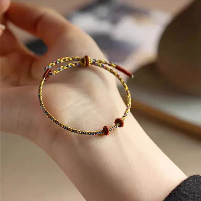 Fashion Hand Braided Coloful Rope Lucky Fine Bracelet DIY Wearable Pendant Bangle Lovers\' Gift Friendship Bracelet Size Adjustab