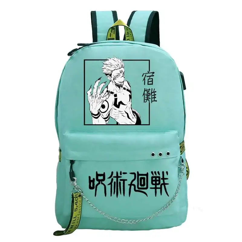 Imagem -04 - Anime Anime Cosplay Bolsa de Escola de Carregamento Usb Adolescentes Bolsas de Mochila Anime Meninas Mochila Gojo Satoru