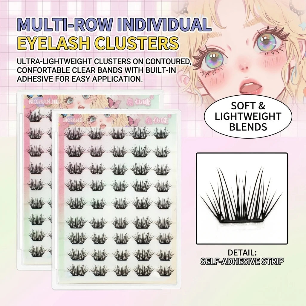 DIY Self-Adhensive Lash Extensions Natural Fluffy Glue-free False Eyelashes Fairy Korean Style Segemented Eyelashes For Women