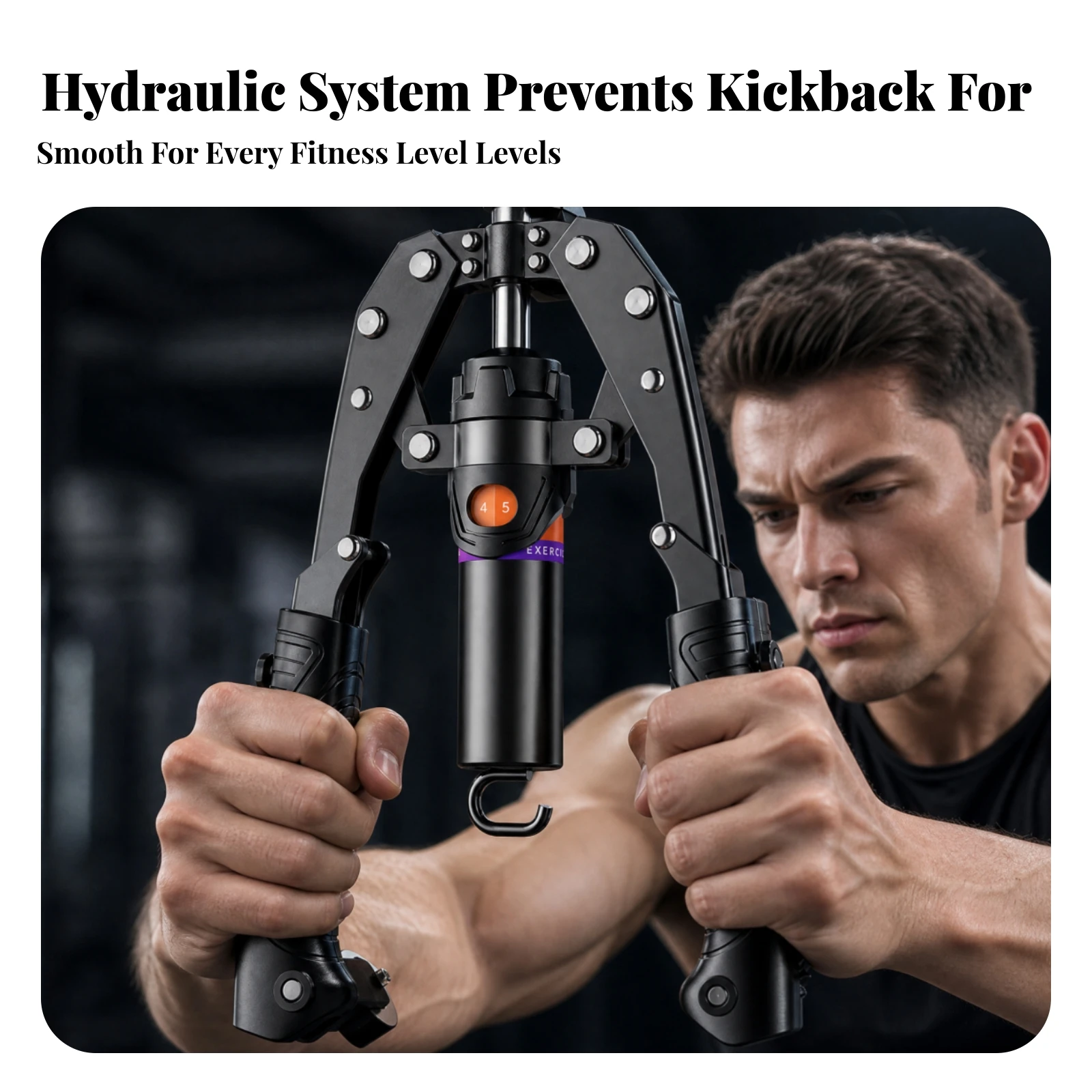 Hydraulic Arm Exerciser with Hanging Hook Non-Slip Handle Hydraulic Arm Exerciser Strength Training Device Textured Grip
