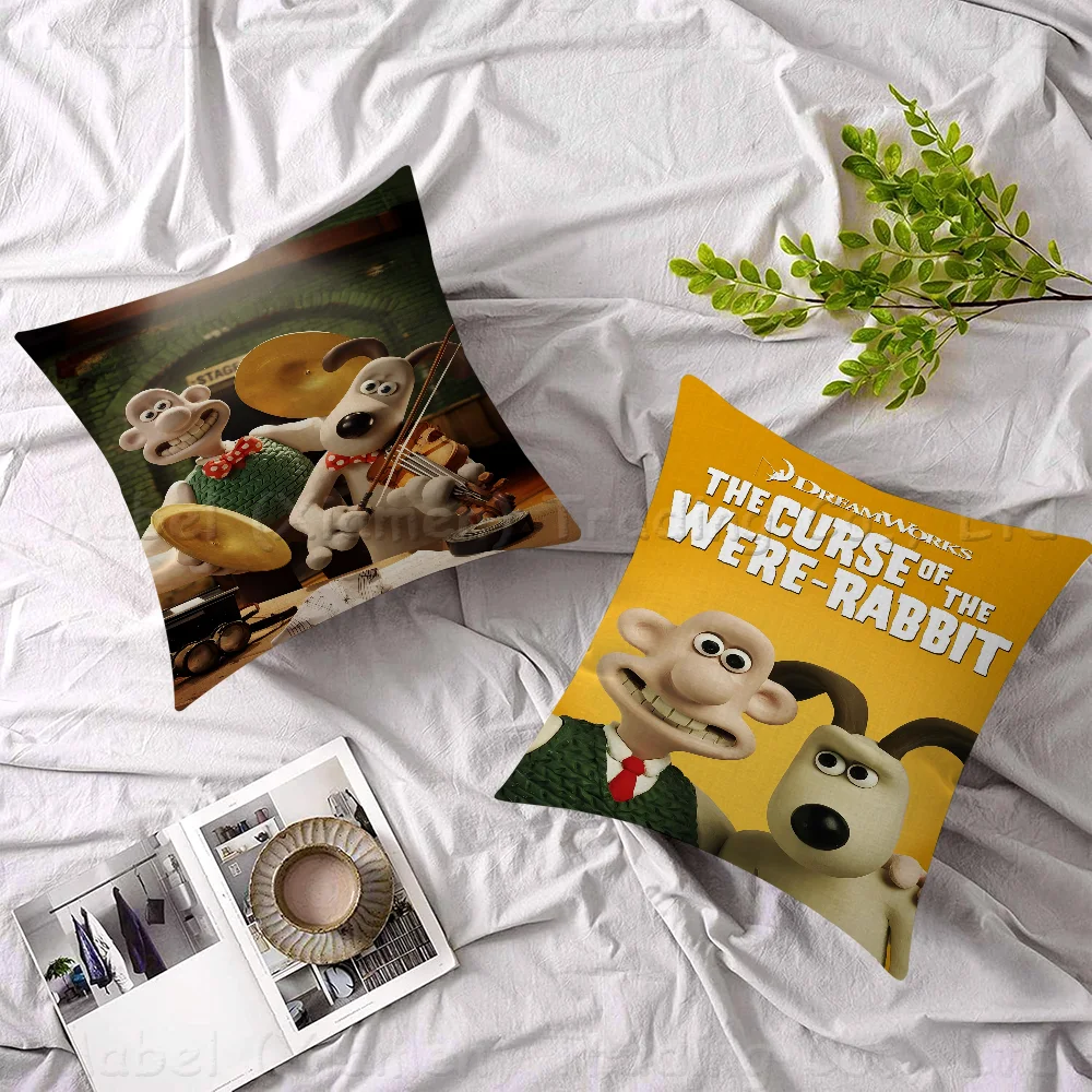 Wallace And Gromits Pillow Covers Cartoon Sofa Decorative Home Double-sided Printing Short Plush Cute Cushion Cover