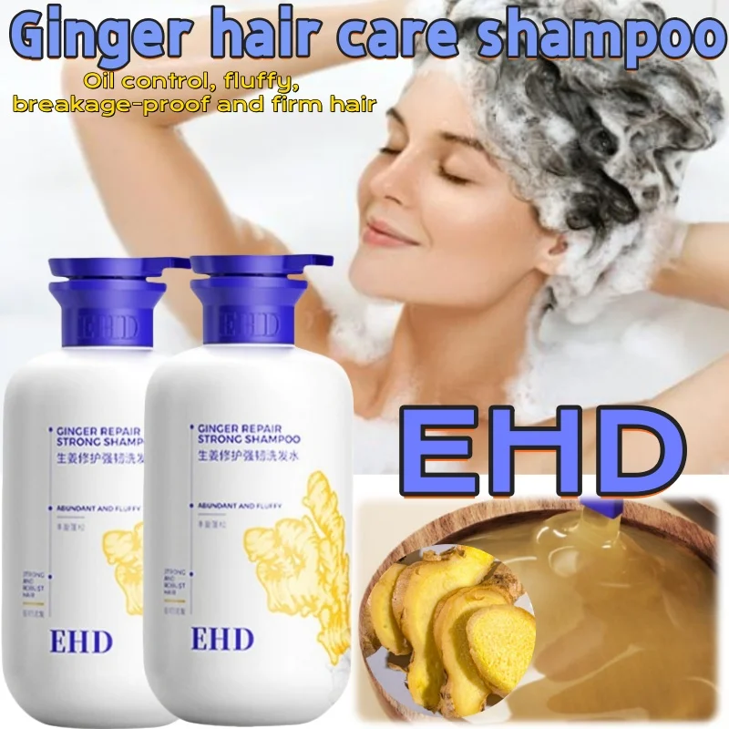 

EHD Ginger Repair Strengthening Shampoo Oil Control Fluffy Anti-Breakage Healthy Shampoo Contains Ginger Granules 500ml