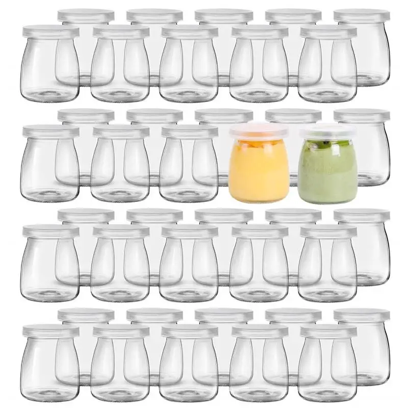 Creative Transparent Glass Yogurt Pudding Bottle 100ml 200ml High Temperature Resistant Sealed Lid Jam Bottle Kitchen Storage