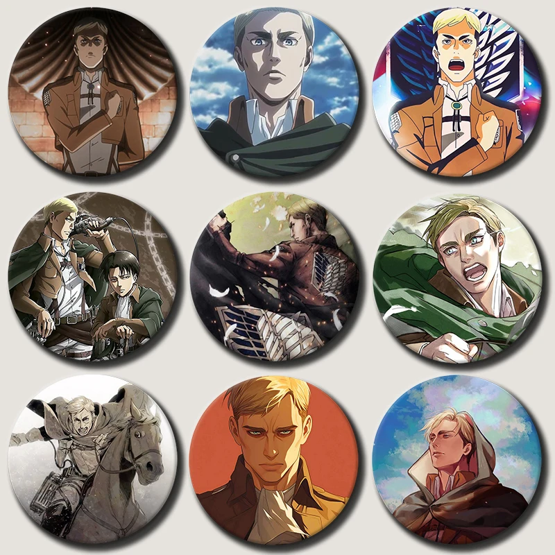 

58mm Anime Character Erwin Smith Soft Button Pin Cartoon Erwin Smith Brooch Creative Badge for Backpack Clothes Decoration Gift