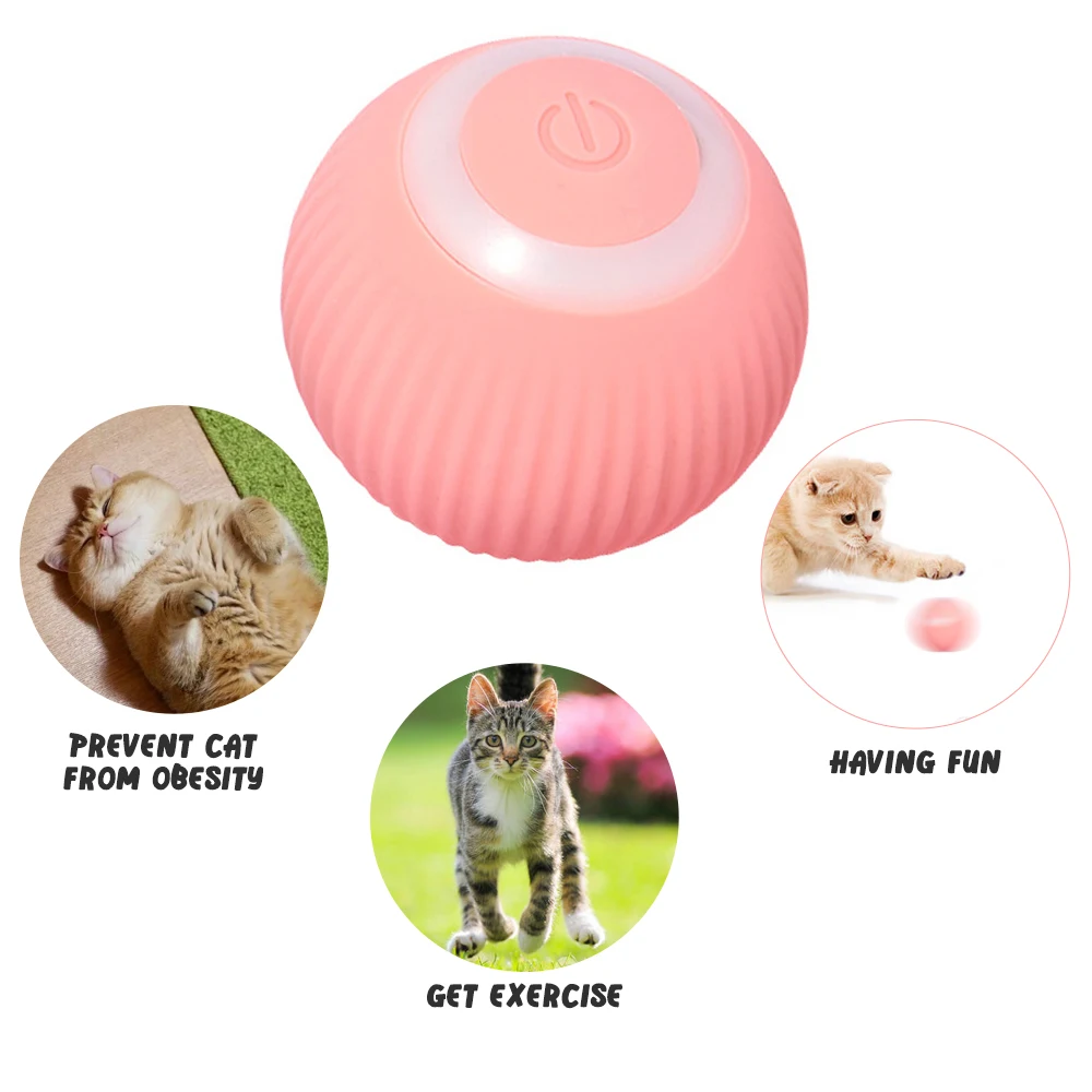 Electric Cat Ball Toys Automatic Rolling Smart Cat Toys Interactive Cats Training Self-moving Kitten Toys Indoor Playing Game