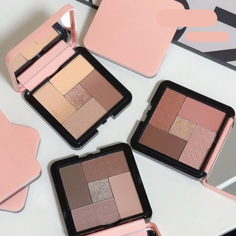 5-color eye shadow tray matte fine glitter modification powder is delicate and not easy to fly powder earth tone eye shadow tray
