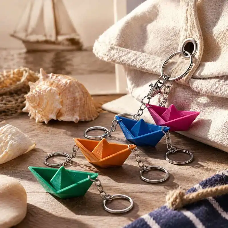 Origami Boat Key Ring for Keychain Backpack Charm Marine Theme Accessory Gift
