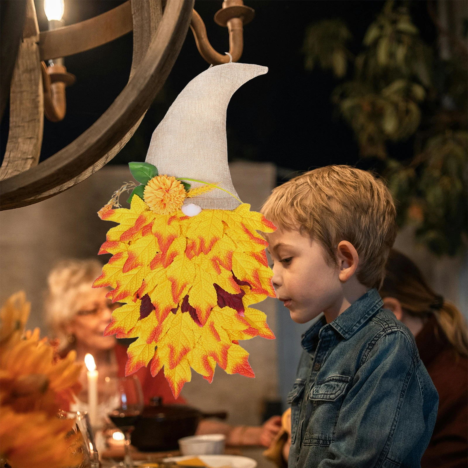 

Gnome Hat Wreath Decoration Elder Fall Door Harvest Swag Venue Props Autumn Theme Thanksgiving Front Holiday Spring
