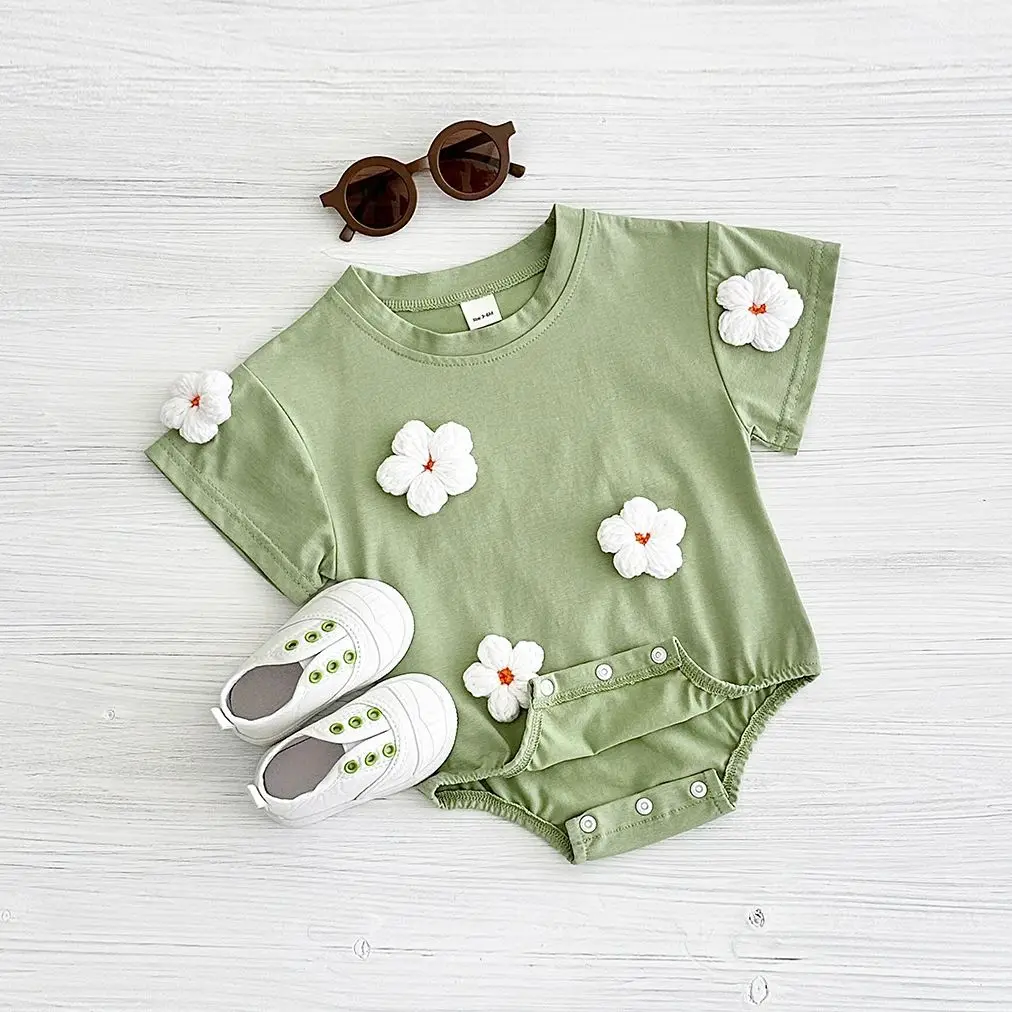 Summer New Newborn Baby Girl Boy Romper 0-18M Cute Jumpsuit Love Cloud Pattern Short Sleeve Soft Infant Clothes