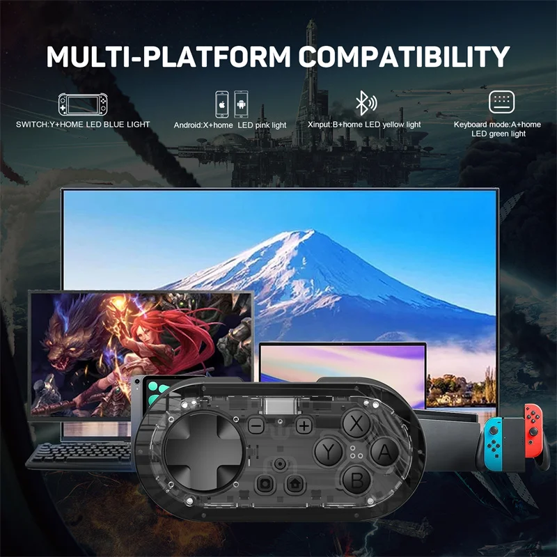 LinYuvo-KS54 Mini Gamepad Bluetooth, Controlador Leve e Portátil, Fácil Uso para Nintendo Switch, Android, iOS, Suporta Modo de Teclado