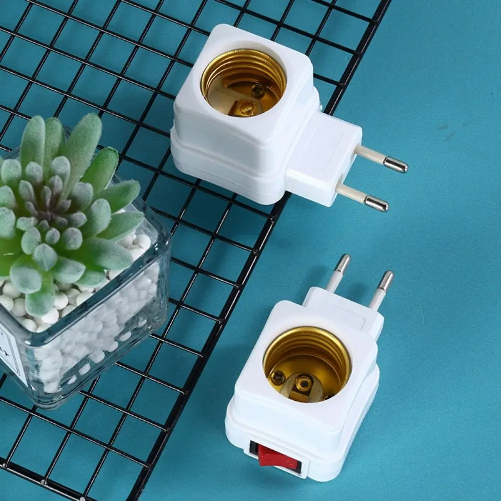 1/2Pcs EU Plug Adapter Bulb Socket Integrated With On/Off Switch Spiral Pattern Lamp Base 220V Lighting Accessories