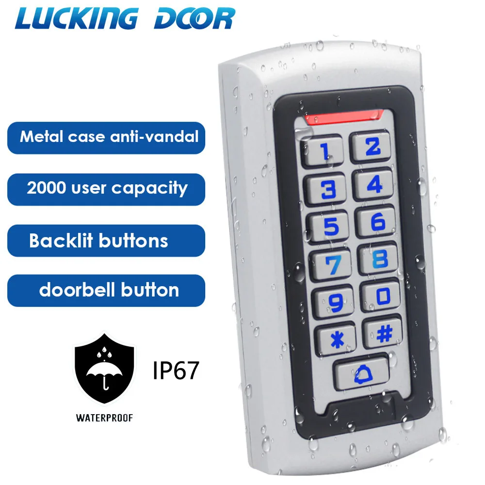 125 كيلو هرتز قارئ رفيد مستقل التحكم في الوصول لوحة المفاتيح 2000 مستخدم نظام التحكم في الوصول قفل الباب فتاحة مقاوم للماء (اختياري) معدن