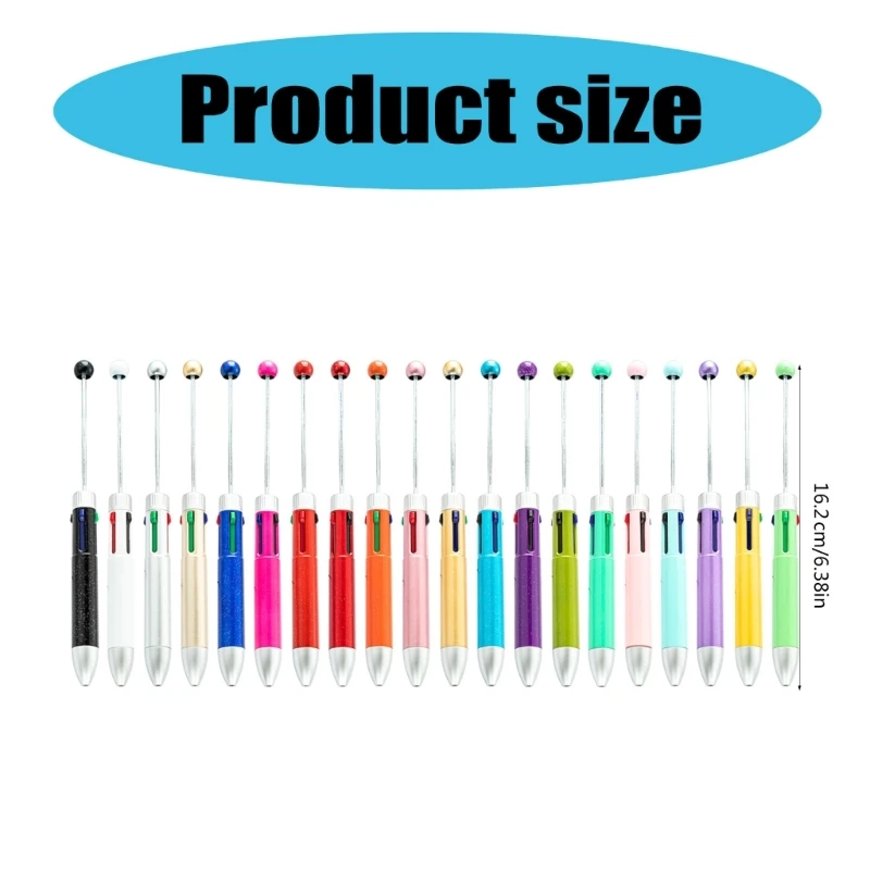 12Pcs 4 Color in 1 Beadable Pen Multicolored Ballpoint Pen 4 Color in 1 Retractable Ballpoint Pen for Student Teacher