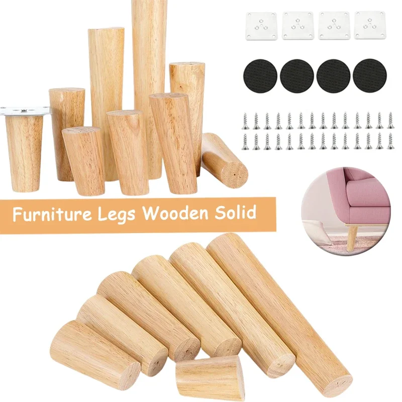 

4 Pcs Furniture Feets Furniture Legs Wooden Solids Oblique/Straight Table Feet Non-slips Chair Feet Replacement Feet Sloping