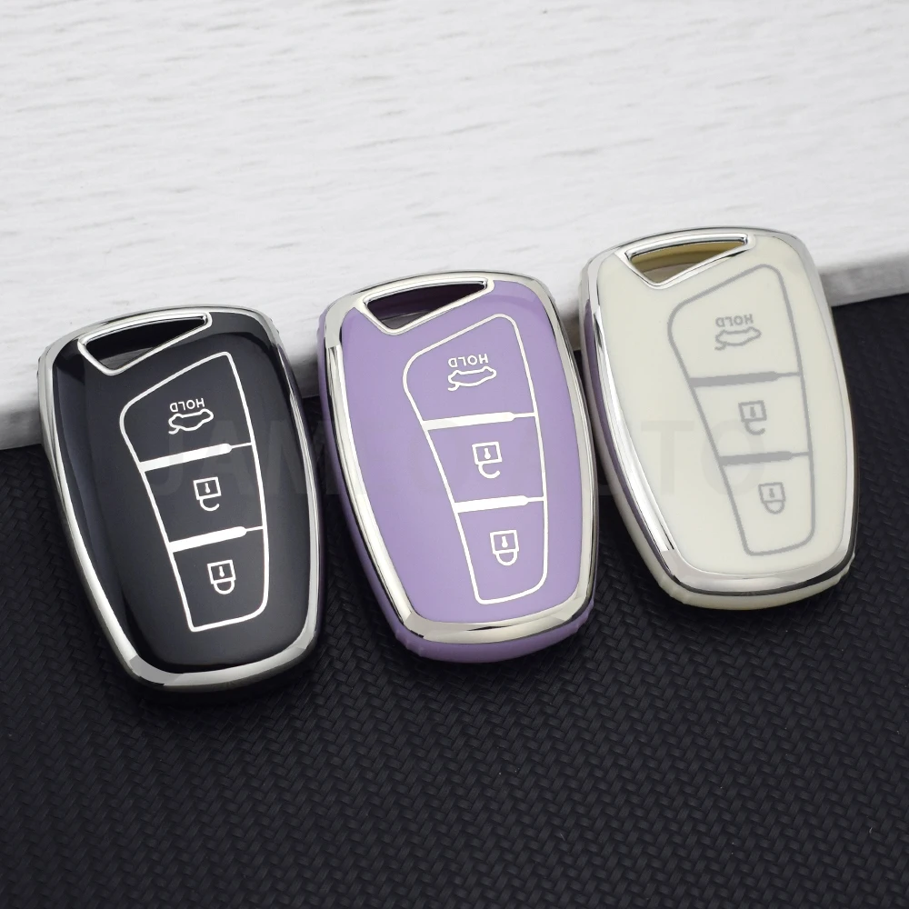 

3 Buttons TPU Remote Key Case Cover Fob Shell For Hyundai Santa Fe 3DM Grand SantaFe IX45 Azera Grandeur HG Genesis G80 EQUUS