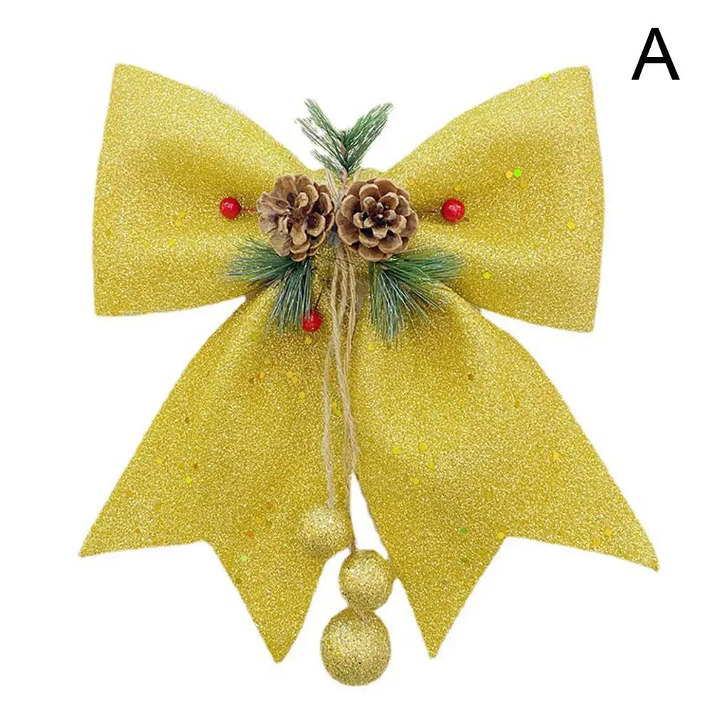 Pérola de algodão ouro em pó arco diy decoração para árvore de natal pingente sino ornamentos grandes para árvore de natal o2g3