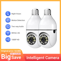 2PC Ease Life APP-Light Bulb Security Cameras Indoor Outdoor Wireless WiFi Camera 2.4GHz, 360 Degree, E27 Light Socket Screw In