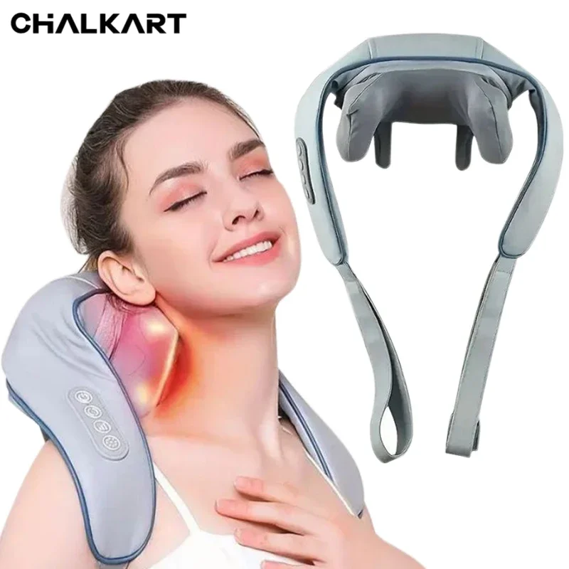 

Shiatsu Neck and Shoulder Massager with Heat Electric Deep Kneading Back Massage Pillow for Muscle Pain Relief Office Health