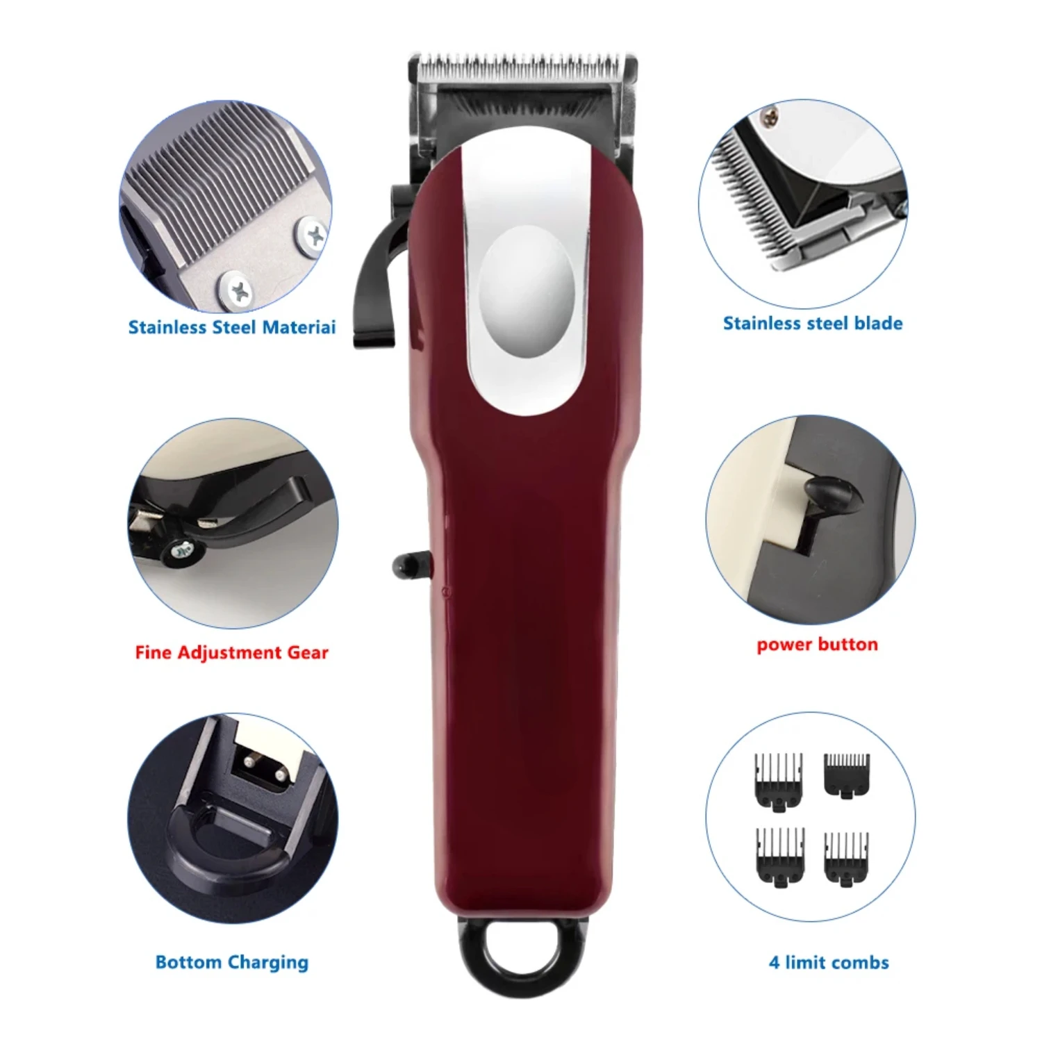 Cordless Hair Trimmer for Men Grooming - Rechargeable Professional Hair Clipper & Beard Cutting Machine