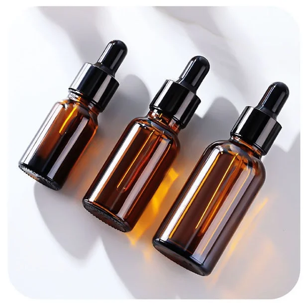 Wholesale Cosmetic Amber Essential Oil Dropper Bottle 5ML10ml 30ml 50ml 100ml with Black Aluminum Lid Perfume Beard Oil Bottles