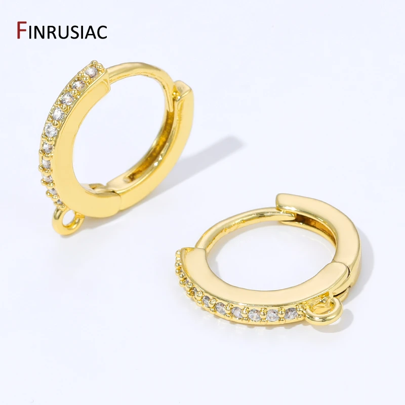 18K Gold Plated Brass Zircon Round Ear Wire Earring Fixture Shvenzy Hooks For DIY Trendy Women Earrings Making Accessories