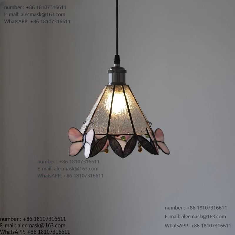 

French vintage butterfly glass chandelier creative restaurant bar bedside bay window