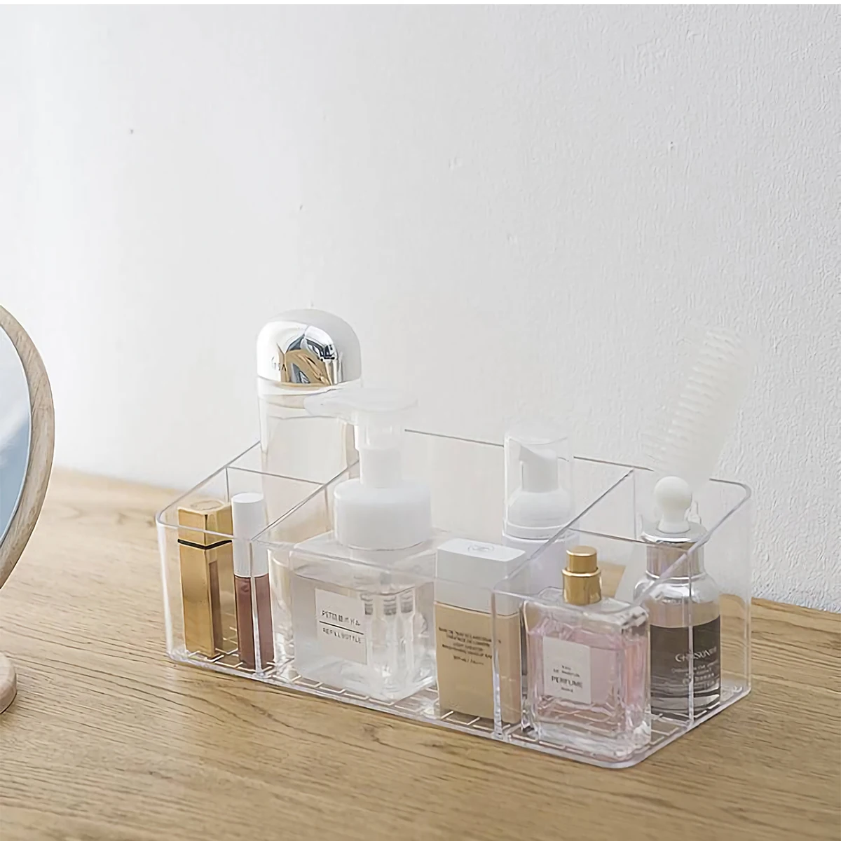 

1pc Bathroom Storage Hanging No Punching Organizer Shelf For Home Dressing Table Use Sturdy Multi-Purpose