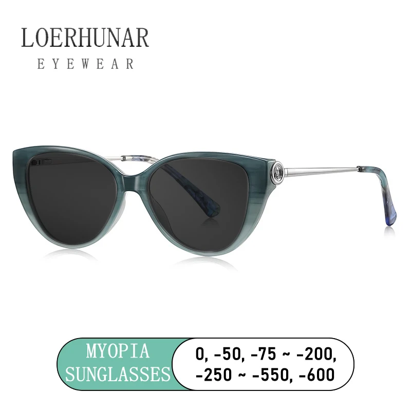 

LOERHUNAR High Quality Luxury Brand Design Cat Eye Myopia Sunglasses Women's Anti UV400 Fashion Street Photography Sun Glasses